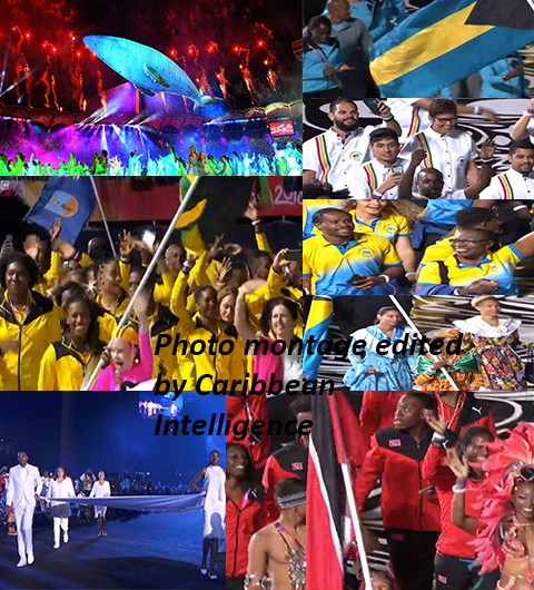 Montage of Caribbean teams at the Commonwealth Games opening ceremony