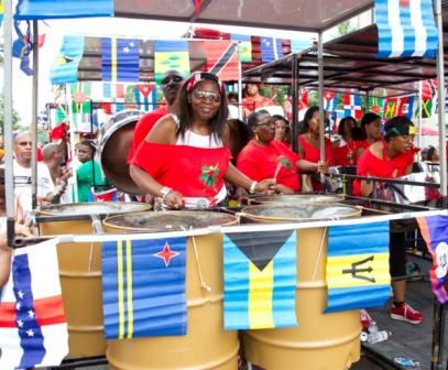Steelpan with Caribbean flags