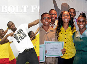 montage of Usain Bolt and Shelley-Ann Fraser-Pryce's chairty websites