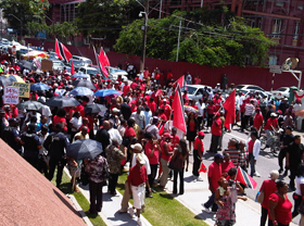 Protestors outside Trinidad's Red House (photo by Edwin Chu For)