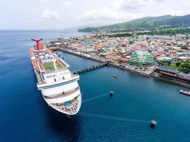 Cruise ship at Roseau Cruise Terminal, Dominica [photo:Carnival Cruises]