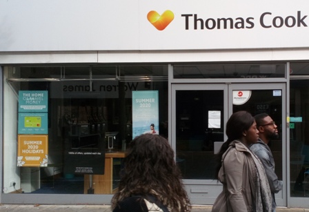 Thomas Cook shop with 2020 holidays advertised