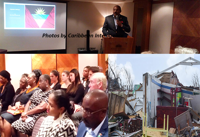 Prime MInister Gaston Browne, donors in London and Barbuda devastation 
