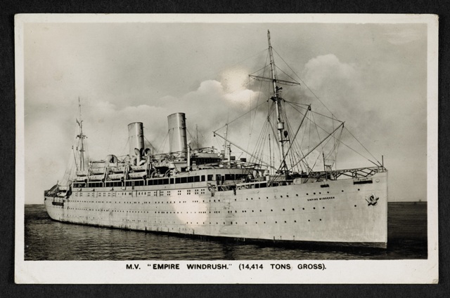 postcard of the Windrush on sale on board the ship